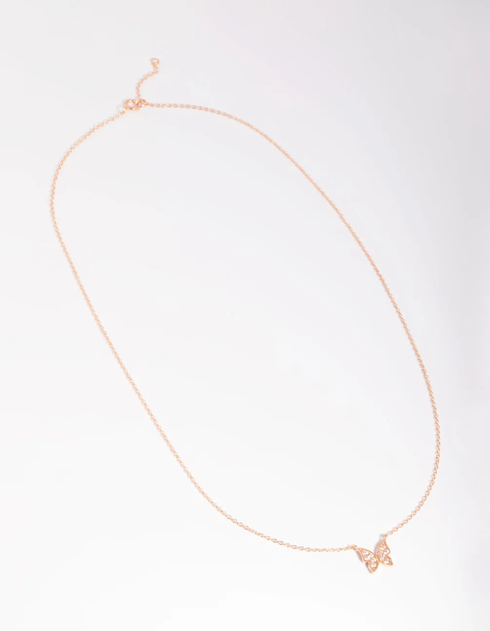 Rose Gold Plated Sterling Silver Butterfly Necklace