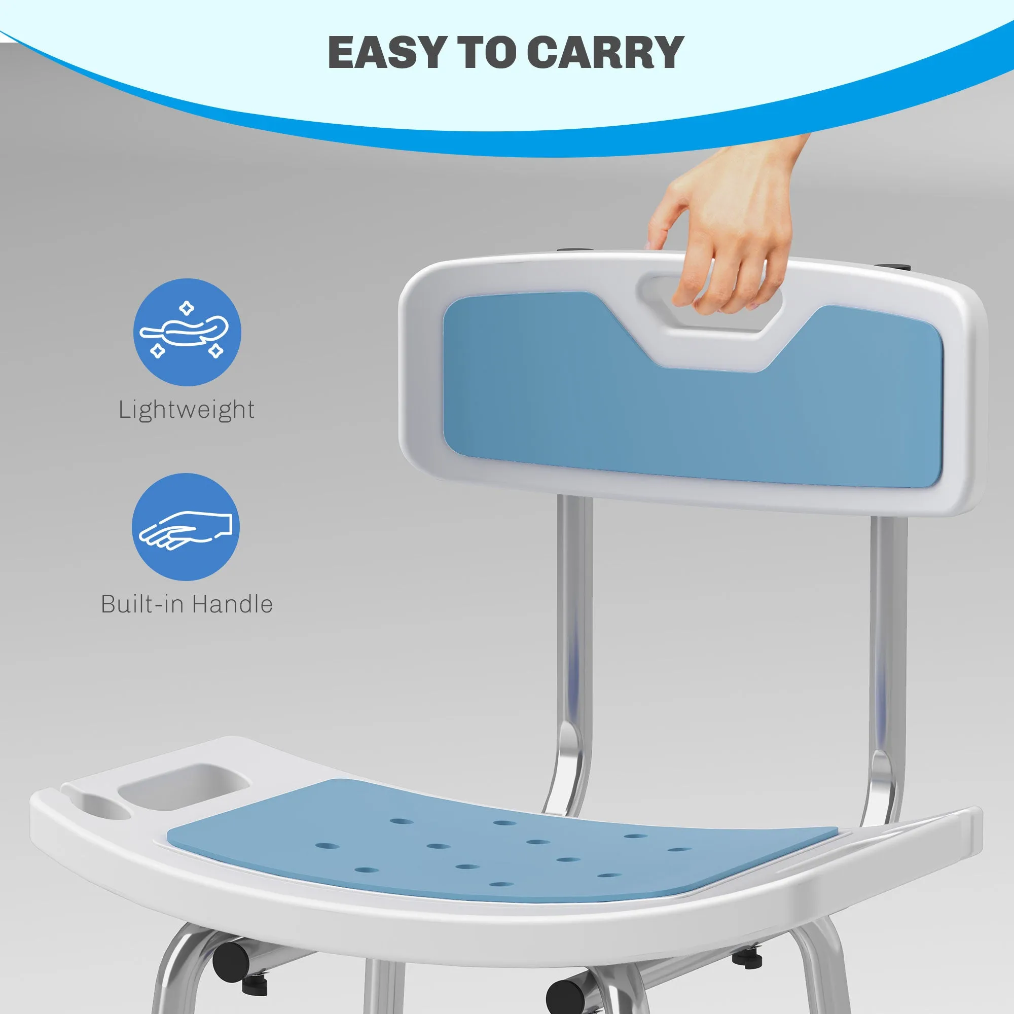 Shower Stool for Elderly Disabled Adjustable Shower Stool Light Blue