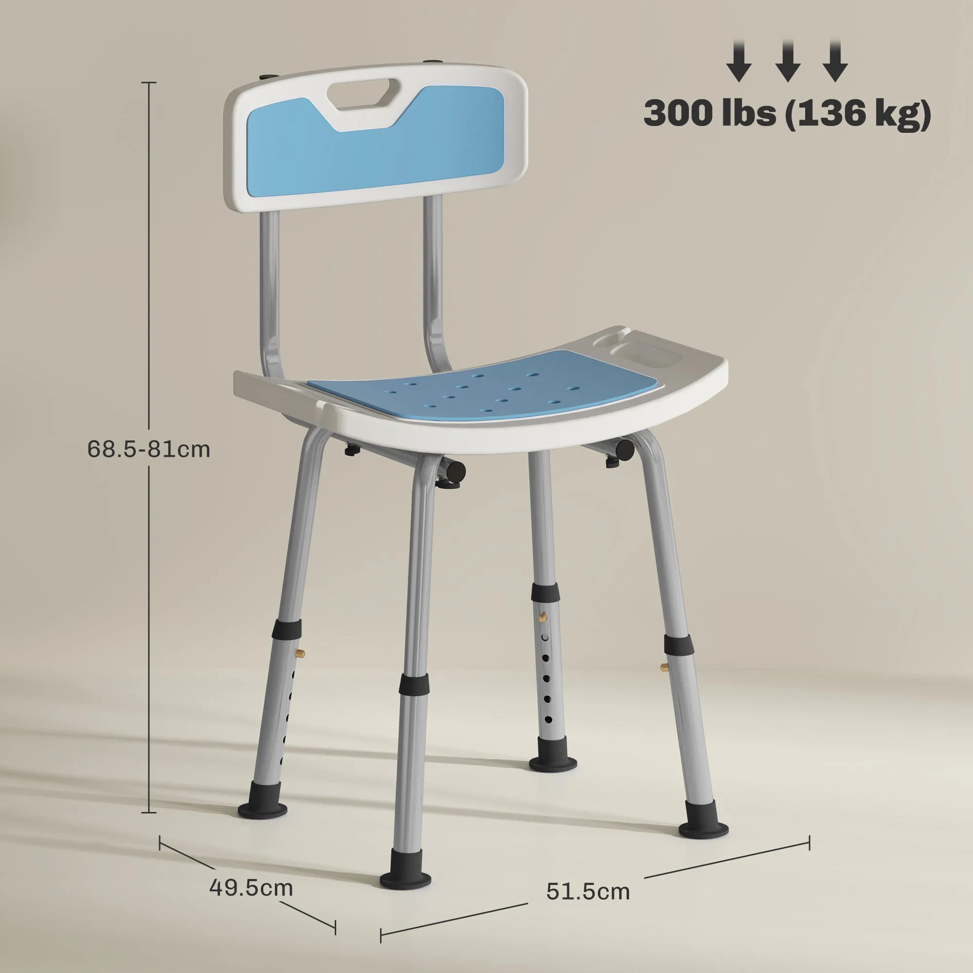 Shower Stool for Elderly Disabled Adjustable Shower Stool Light Blue