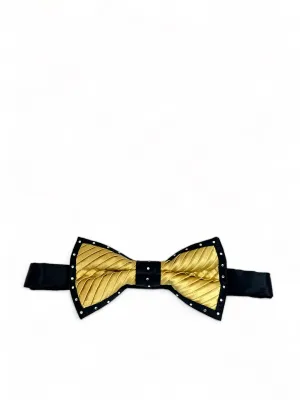 Steven Land Gold and Black Rhinestone Bow Tie Set