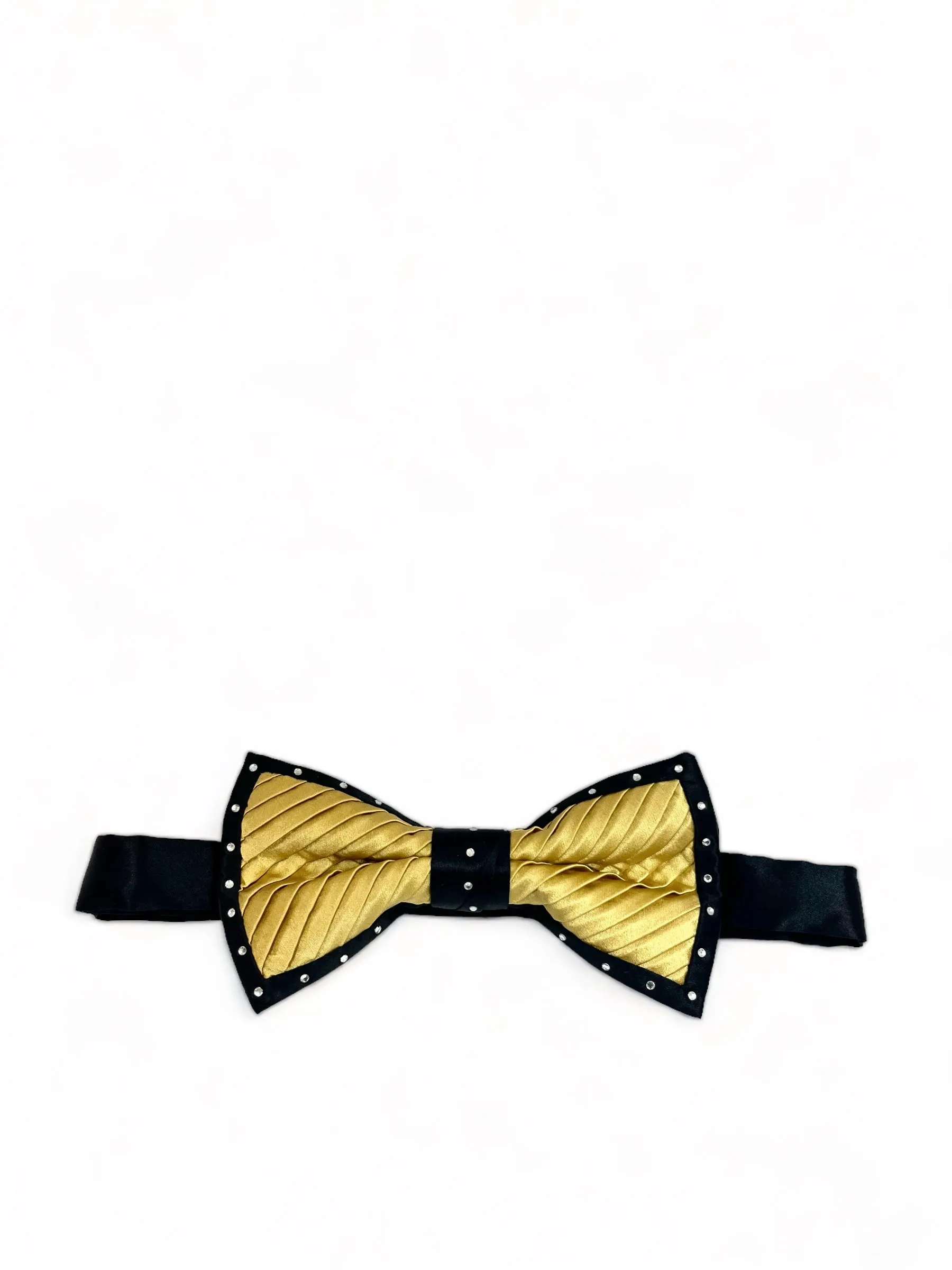 Steven Land Gold and Black Rhinestone Bow Tie Set