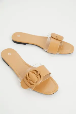 Yellow Buckle Detail Slides